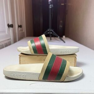 Gucci Sherry Line Rubber Sandals Made In Italy Size 8 Men White damage